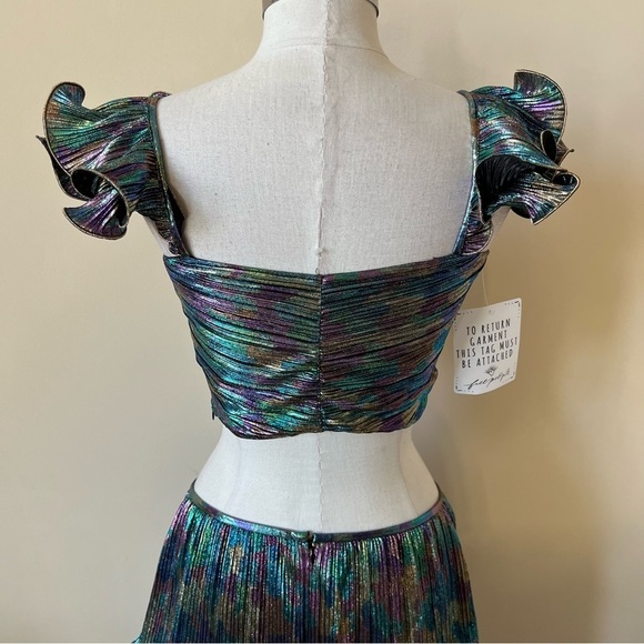 New! Set! Saylor x free people Gianna Top and Skirt metallic nwot 17233 - Picture 9 of 16